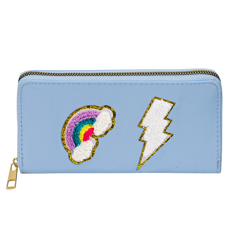 Women's alphabet embroidered wallet, long coin purse, nylon zipper ticket holder, multi-function card bag - SJB-DIAMOND ELITES