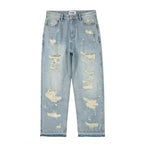 Water Washed Hole Retro Street Wide Leg Jeans Lootquake LLC