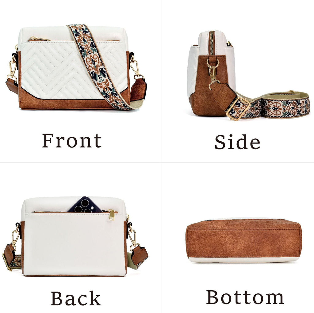Quilted embroidered grid color matching small women crossbody bag, simple small square bag, shoulder messenger bag - SJB-DIAMOND ELITES