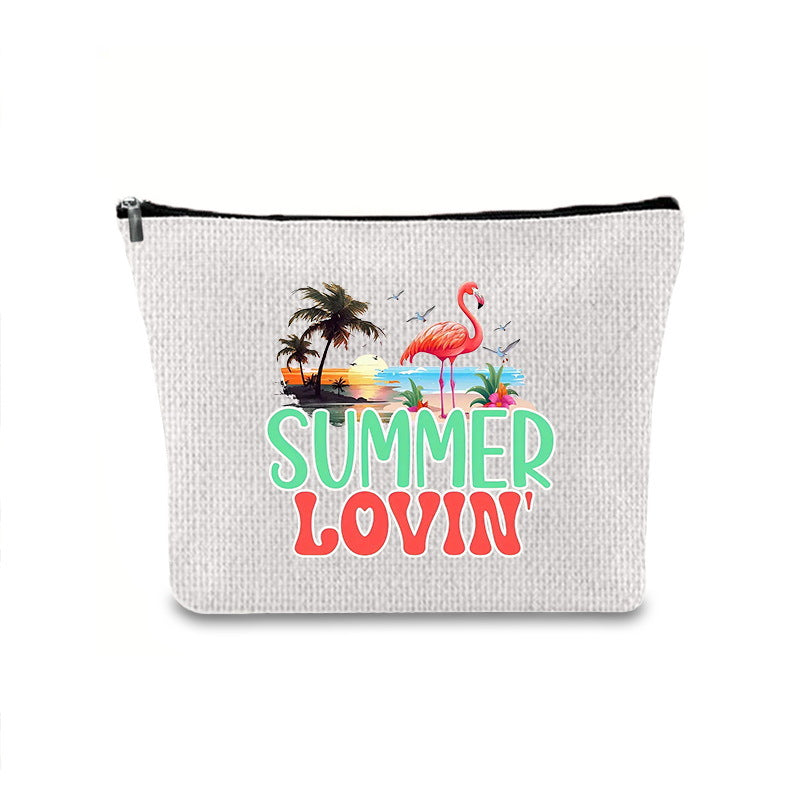 Linen printed cosmetic bag, cosmetic lipstick storage bag, small simple zipper evening clutch bag, - SJB-DIAMOND ELITES