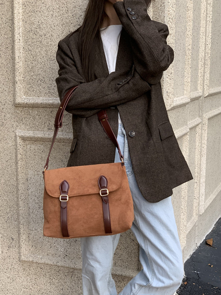 Mailman bag female, suede retro matte crossbody, shoulder crossbody bag - SJB-DIAMOND ELITES