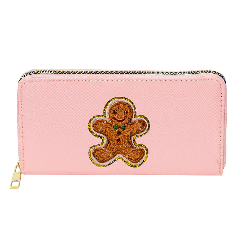 Women's alphabet embroidered wallet, long coin purse, nylon zipper ticket holder, multi-function card bag - SJB-DIAMOND ELITES