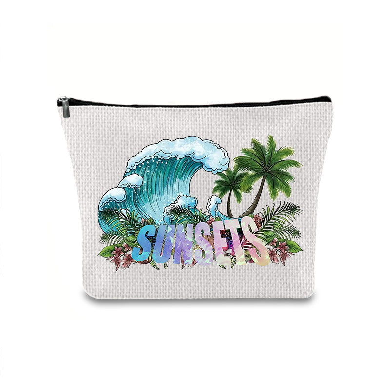 Linen printed cosmetic bag, cosmetic lipstick storage bag, small simple zipper evening clutch bag, - SJB-DIAMOND ELITES