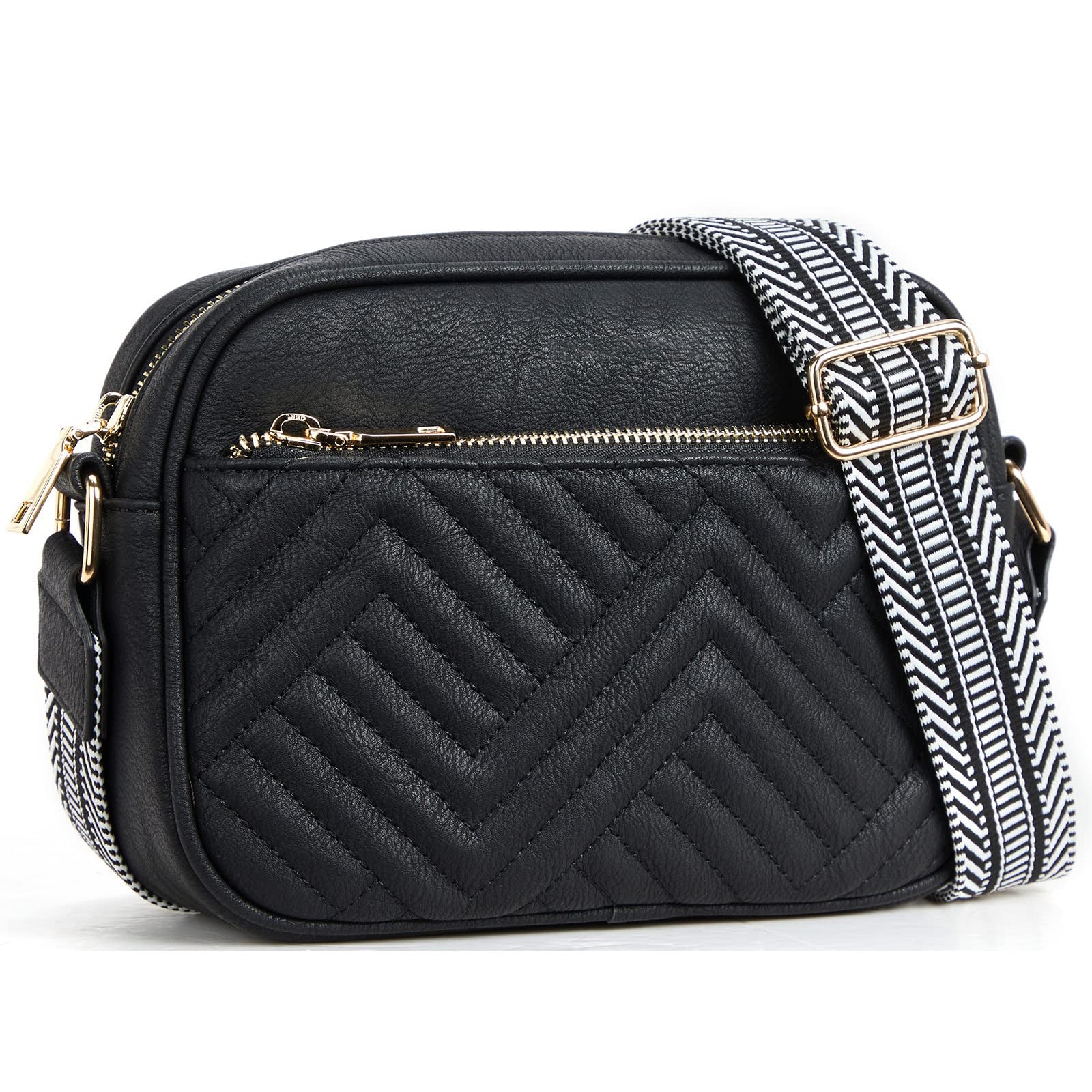 Vintage popular embroidered grid small women crossbody bag,Small Crossbody Purse for Women Triple Zip, - SJB-DIAMOND ELITES