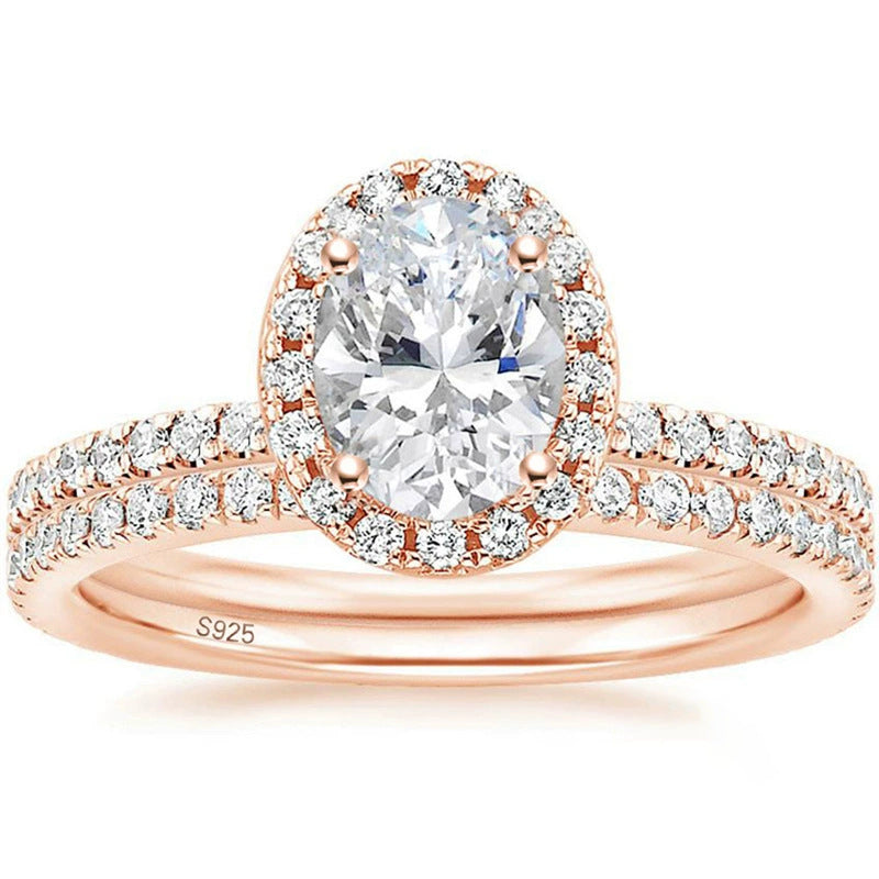 Silver Inlaid Zircon Princess Ring Pi-Mart