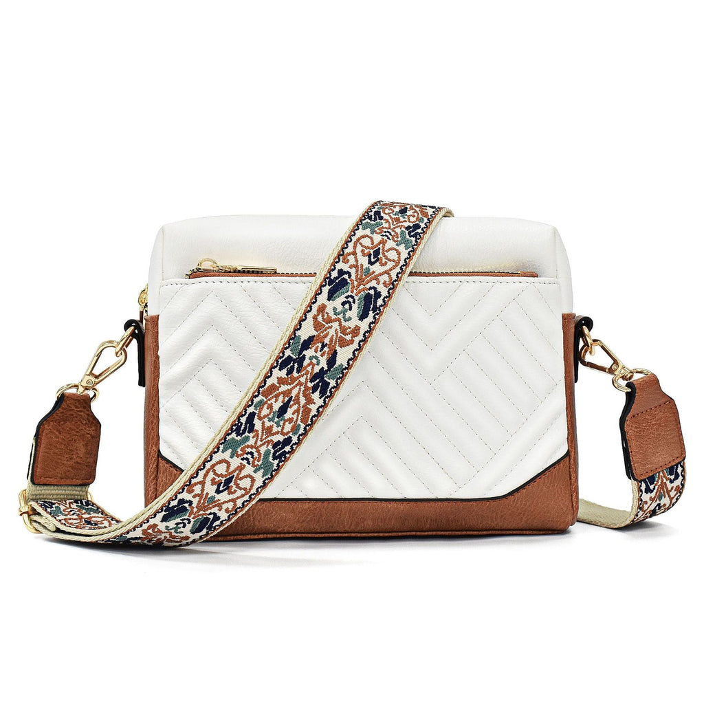 Quilted embroidered grid color matching small women crossbody bag, simple small square bag, shoulder messenger bag - SJB-DIAMOND ELITES