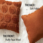 Pumpkin Fall Throw Pillow Covers - Set of 2 Rust Red Faux Fur Pillow Cases - SJB-DIAMOND ELITES