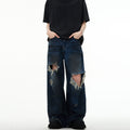 Couple Hole Worn Jeans Wide-leg Pants Lootquake LLC