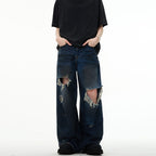 Couple Hole Worn Jeans Wide-leg Pants Lootquake LLC