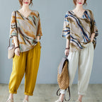 Cotton And Linen Art Batwing Sleeve Shirt Lootquake LLC