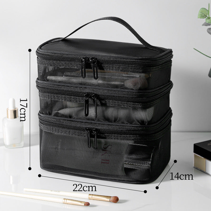 Mesh cosmetic bag, lightweight large capacity three-layer toilet bag, double-layer storage bag, travel mesh bag, tool storage box portable, Mesh ShowerTote Bag, - SJB-DIAMOND ELITES