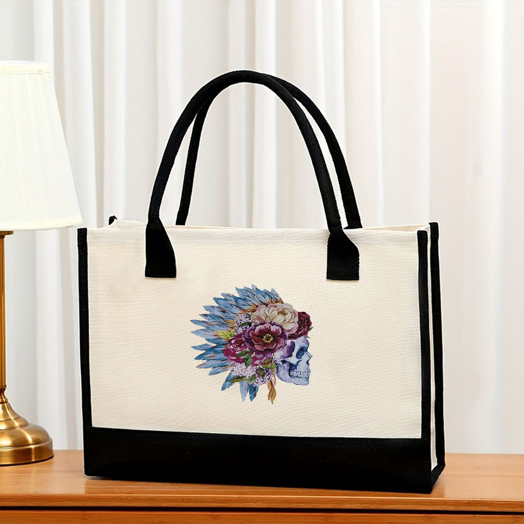 Canvas tote bag, large capacity printed tote bag women's, fashionable waterproof portable shopping bag - SJB-DIAMOND ELITES