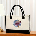 Canvas tote bag, large capacity printed tote bag women's, fashionable waterproof portable shopping bag - SJB-DIAMOND ELITES