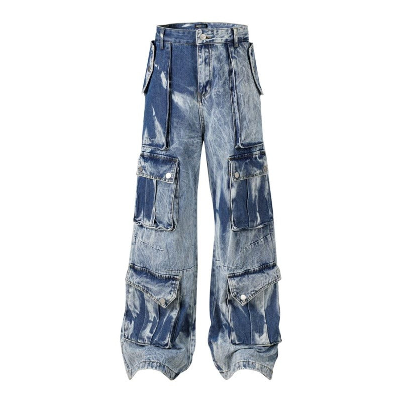 Washed Multi-pocket Design Straight Men's Jeans Lootquake LLC