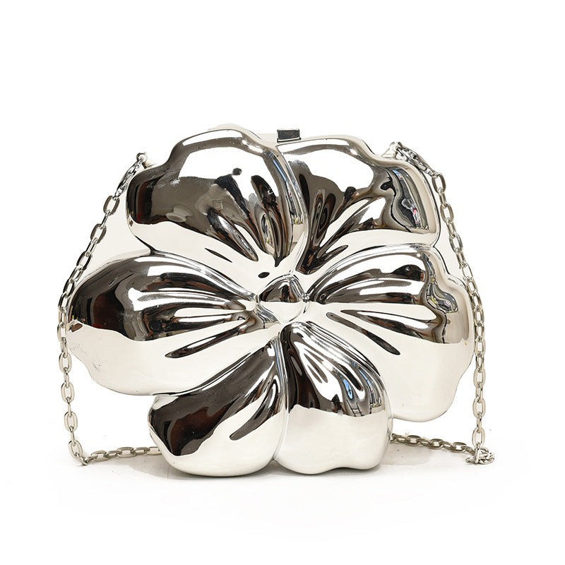 Elegant Flower Gold Acrylic Bag – Mini Dinner Bag & Prom Bag for Weddings, Parties, and Evenings – Stylish Clutch Purse with Glamorous Floral Design - SJB-DIAMOND ELITES