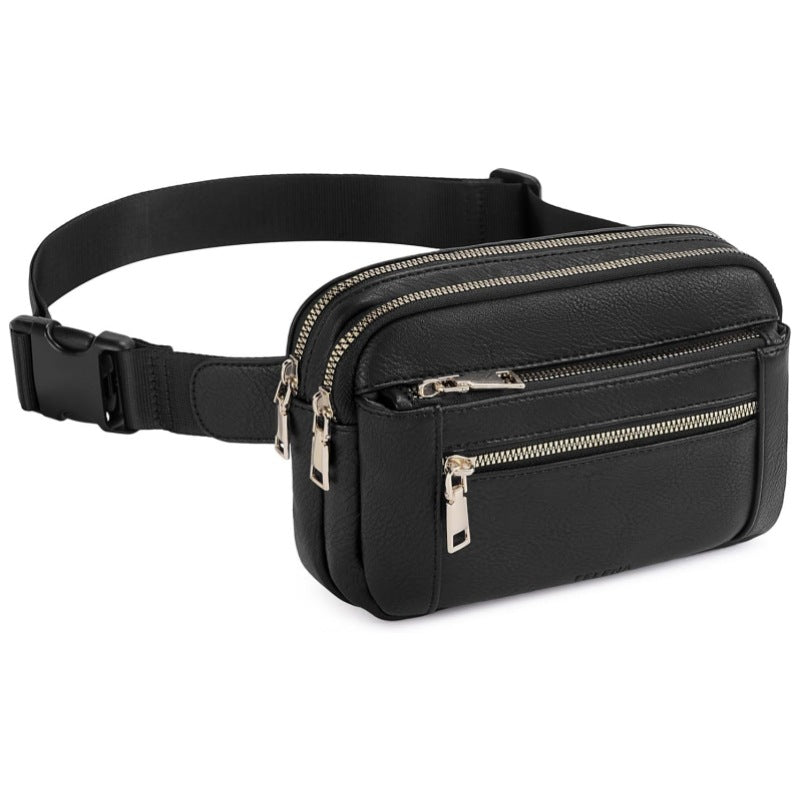 Versatile PU Splicing Fanny Pack – Crossbody Breast Bag, Waist Bag for Travel & Sports, Chest Purse, Belt Bag with Multiple Uses - SJB-DIAMOND ELITES