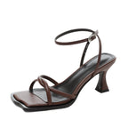 Women's Cross Strappy Open Toe Dressy Sandals Ankle Strap High Heel Bridal Bridesmaid Evening Party Prom Heeled Shoes SHOMICOBOUTIQUE