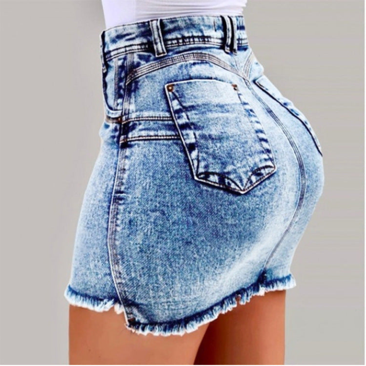 Women's Denim Shorts - Frayed Raw Hem Ripped Jeans Shorts - SJB-DIAMOND ELITES