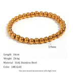 Niche Vintage Stainless Steel Plated 18K Elastic Bead Bracelet Pi-Mart