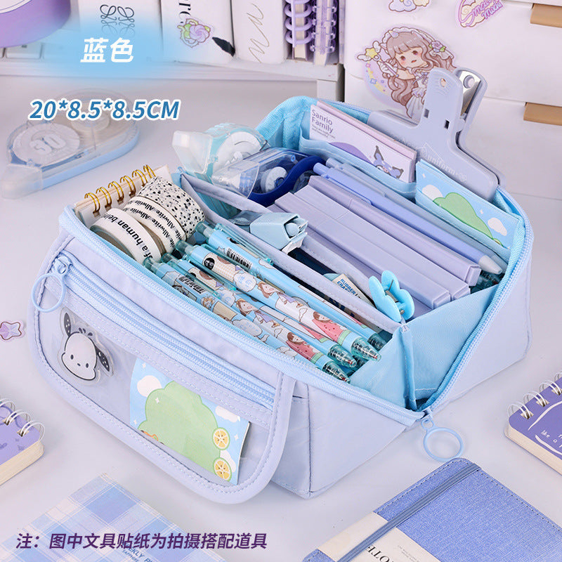 Girls Heart Prism Pencil Case, Large Capacity Elementary School Stationery Box, Girls Stationery Bag, Multifunctional Pencil Case
