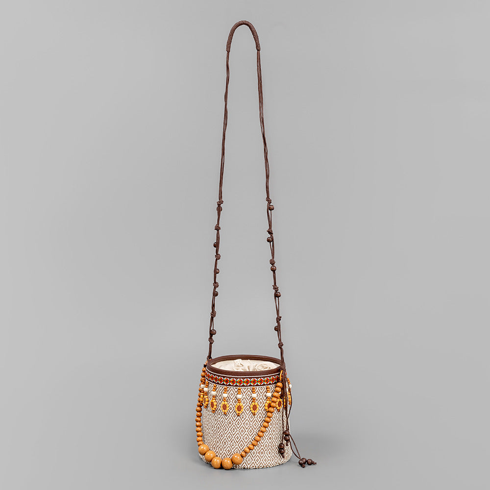 Bohemian small straw bag, seaside vacation mini bucket bag, leisure travel shoulder bag, small woven bag women hobo - SJB-DIAMOND ELITES