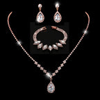 MAC181 Brilliant Full Diamond Zircon Drop Necklace And Earrings