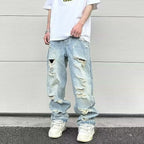 Water Washed Hole Retro Street Wide Leg Jeans Lootquake LLC