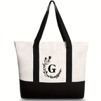 Canvas shoulder bag, large capacity letter print tote bag, women's fashion lightweight portable gift bag - SJB-DIAMOND ELITES