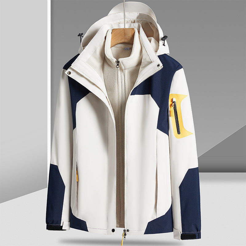 Three-in-one Removable Liner With Velvet Thickening Windproof Waterproof Jacket Pi-Mart