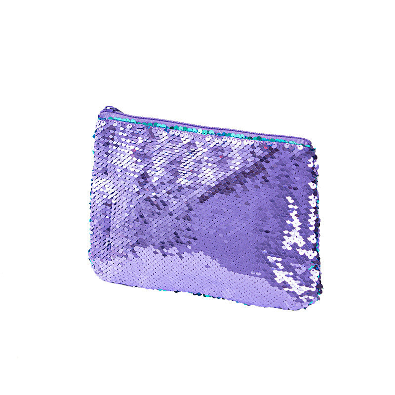 Mermaid sequined pencil case, two-color stationery storage bag, portable cosmetics change purse, small purse - SJB-DIAMOND ELITES