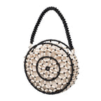 Small round wooden bead bag, hand-woven bag, women's seaside vacation beach bag, beaded small handbag - SJB-DIAMOND ELITES