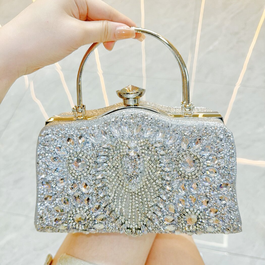 Nightout bag with diamond inlaid carrying bag, ladies banquet single shoulder crossbody carrying bag - SJB-DIAMOND ELITES