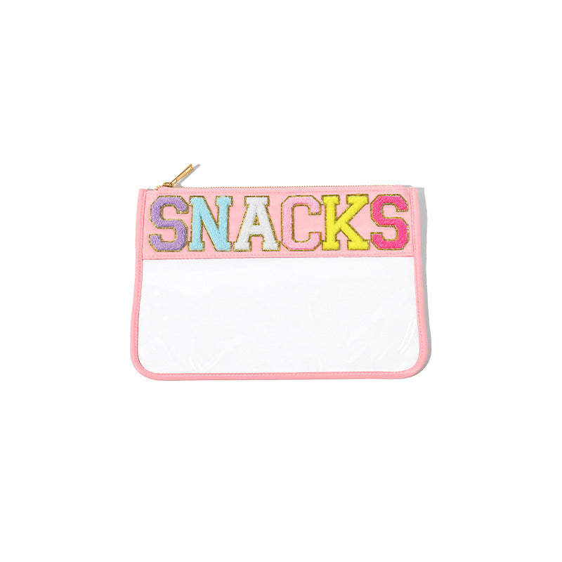 PVC transparent storage bag, embroidered letter cosmetic bag, wash storage towel embroidered file bag 2pcs, - SJB-DIAMOND ELITES