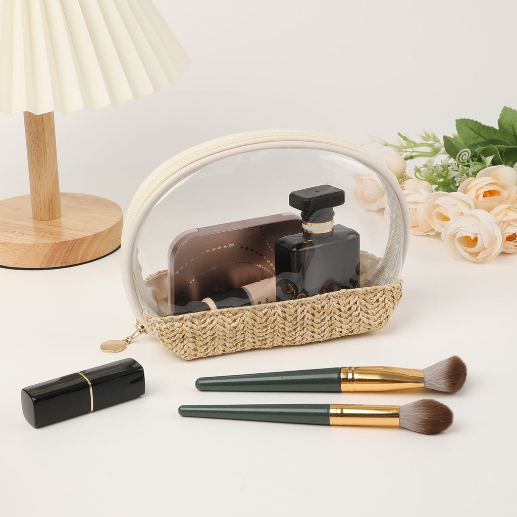 Travel makeup bag,Makeup bag organizers,Makeup bags small, woven cosmetics storage bag, portable waterproof cosmetic bag, small straw travel storage bag - SJB-DIAMOND ELITES