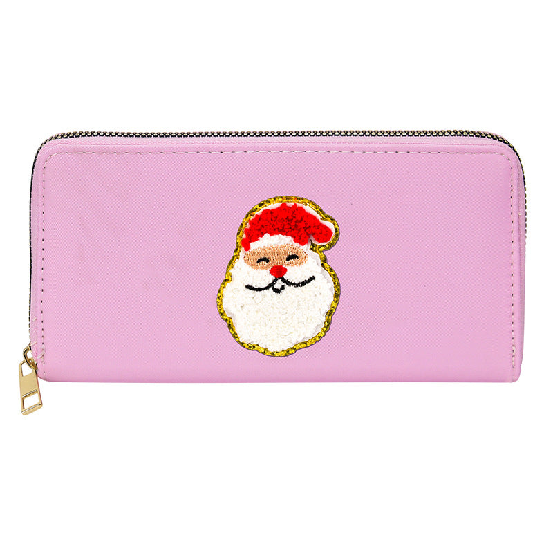Women's alphabet embroidered wallet, long coin purse, nylon zipper ticket holder, multi-function card bag - SJB-DIAMOND ELITES