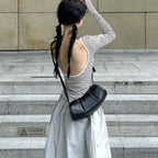 Elegant Folded Cylinder Bag - Stylish Small Pillow Bag & Casual Crossbody Bag for Women | Fashion Retro Design hobo