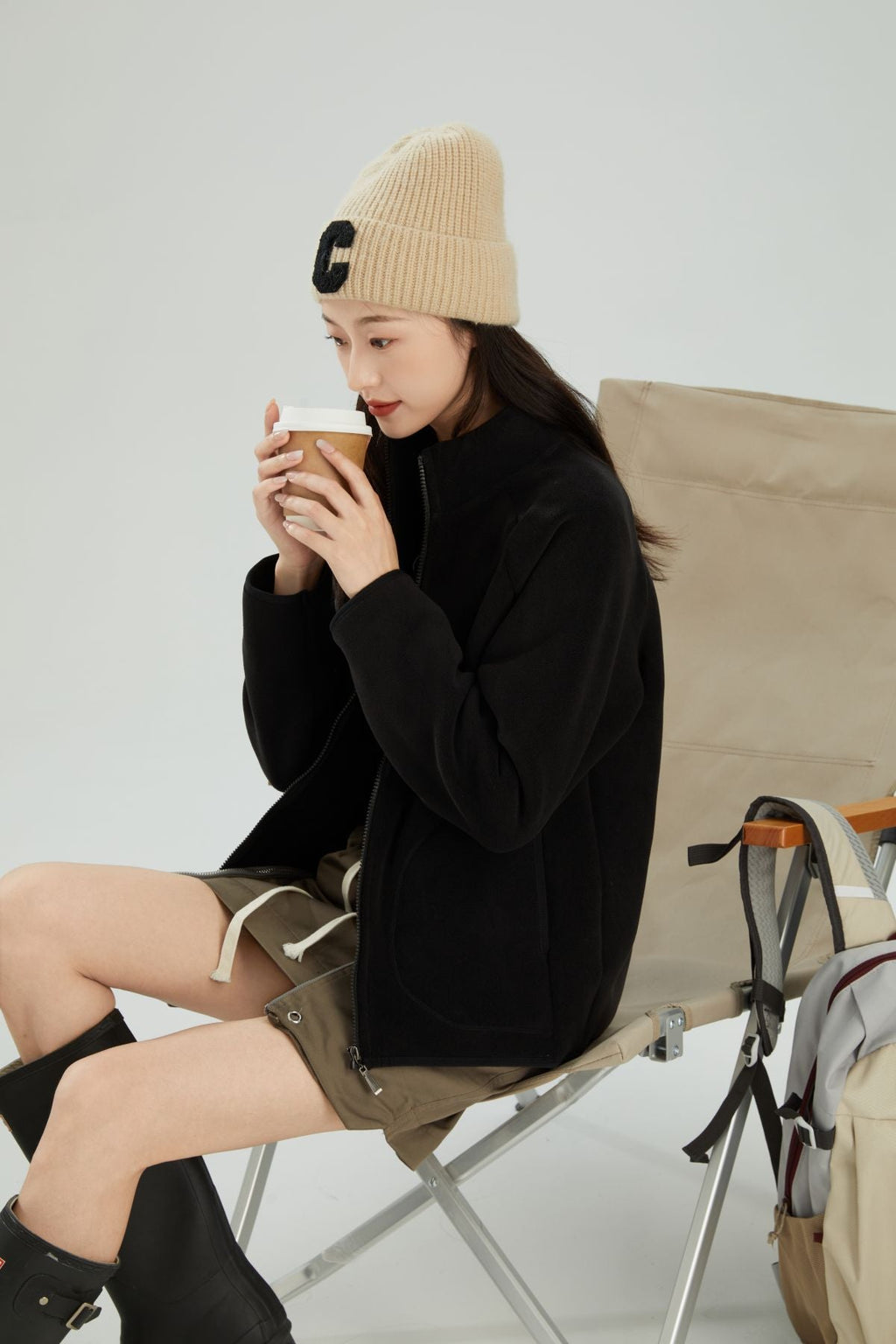 Lambswool Stand Collar Cardigan Short Coat Pi-Mart