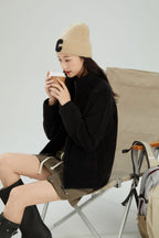 Lambswool Stand Collar Cardigan Short Coat Pi-Mart