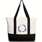 Canvas shoulder bag, large capacity letter print tote bag, women's fashion lightweight portable gift bag - SJB-DIAMOND ELITES