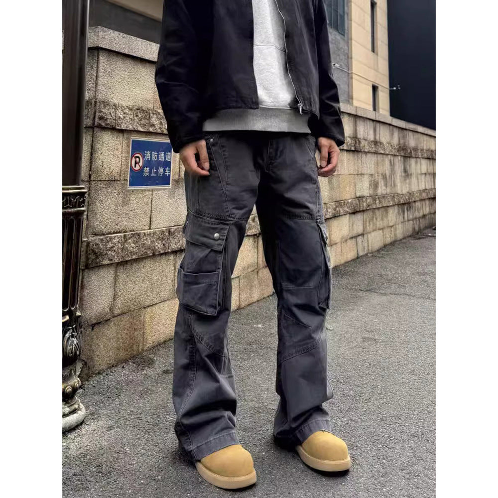 Retro Street Large Workwear With Pocket Casual Pants Lootquake LLC