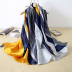Vegan Silk scarf female classic wild houndstooth print long scarf holiday literary beach towel shawl SHOMICOBOUTIQUE