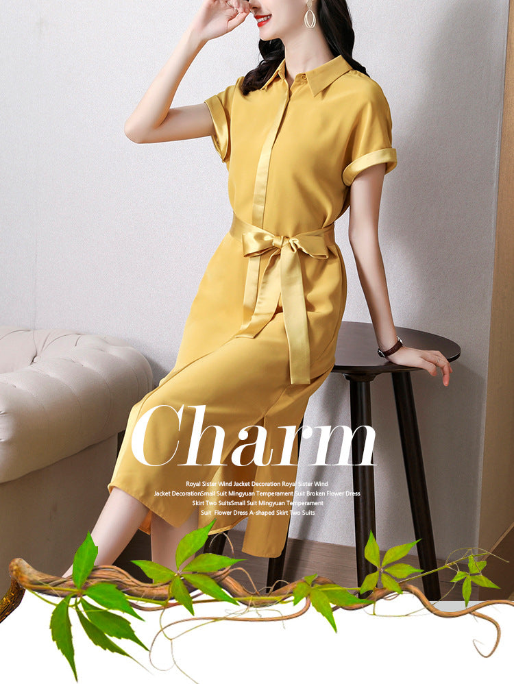 Womens Summer Silk Short Sleeve Midi Dresses SHOMICOBOUTIQUE