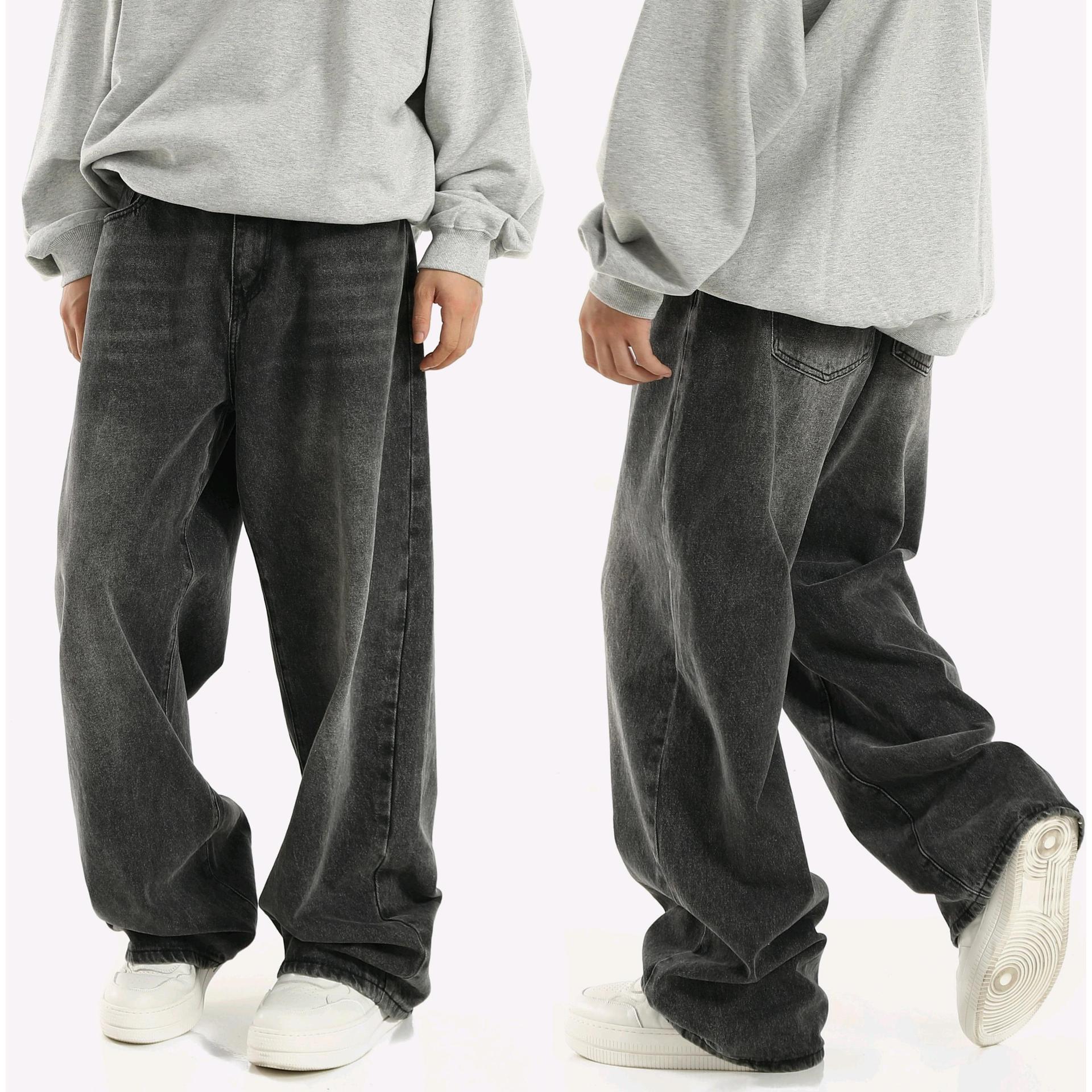 Vintage Smoky Gray Elastic Waist Jeans For Men And Women Lootquake LLC