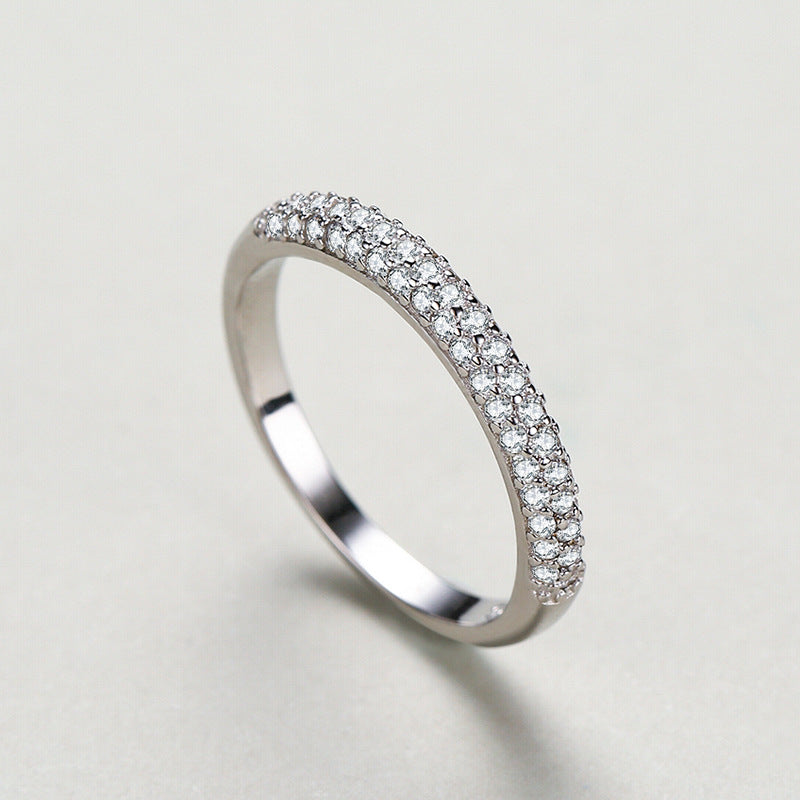 S925 Sterling Silver Diamond-encrusted Stackable Ring Pi-Mart