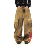Waste Soil Wind Tie-dyed Old Dirty Cargo Jeans Men Lootquake LLC