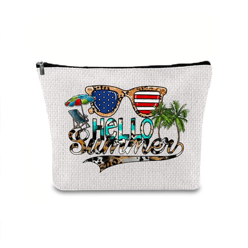 Linen printed cosmetic bag, cosmetic lipstick storage bag, small simple zipper evening clutch bag, - SJB-DIAMOND ELITES