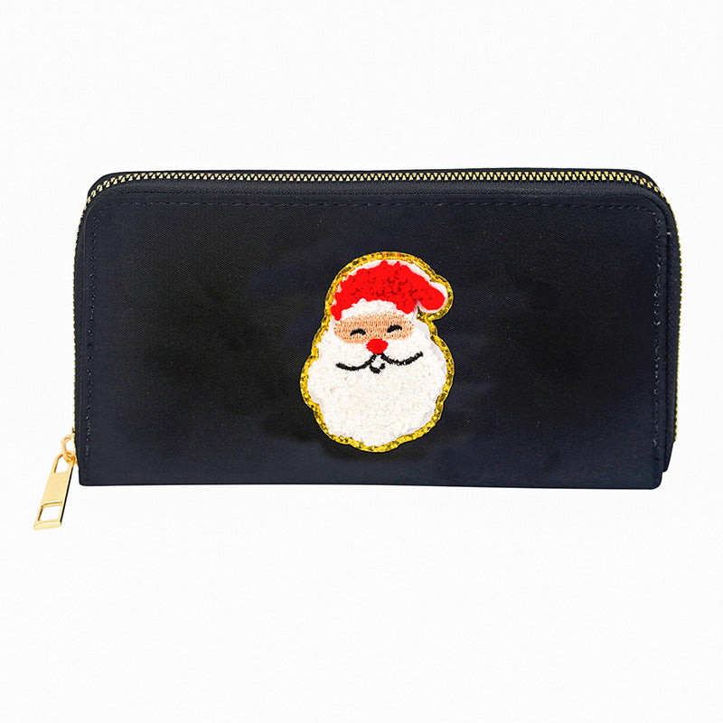 Women's alphabet embroidered wallet, long coin purse, nylon zipper ticket holder, multi-function card bag - SJB-DIAMOND ELITES