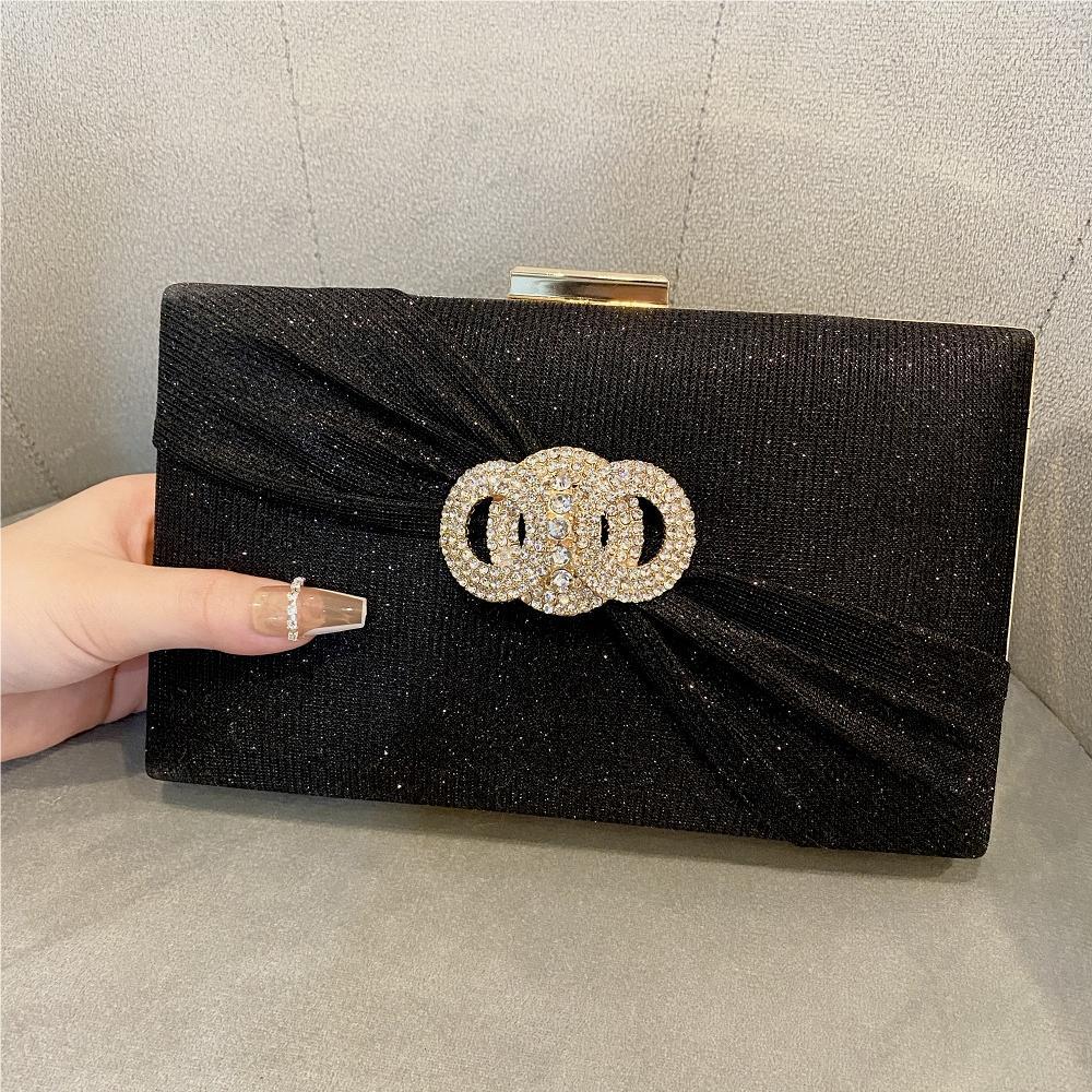 Diamond button-filled square evening clutch bag Diagonal wedding birthday dinner clutch bag - SJB-DIAMOND ELITES