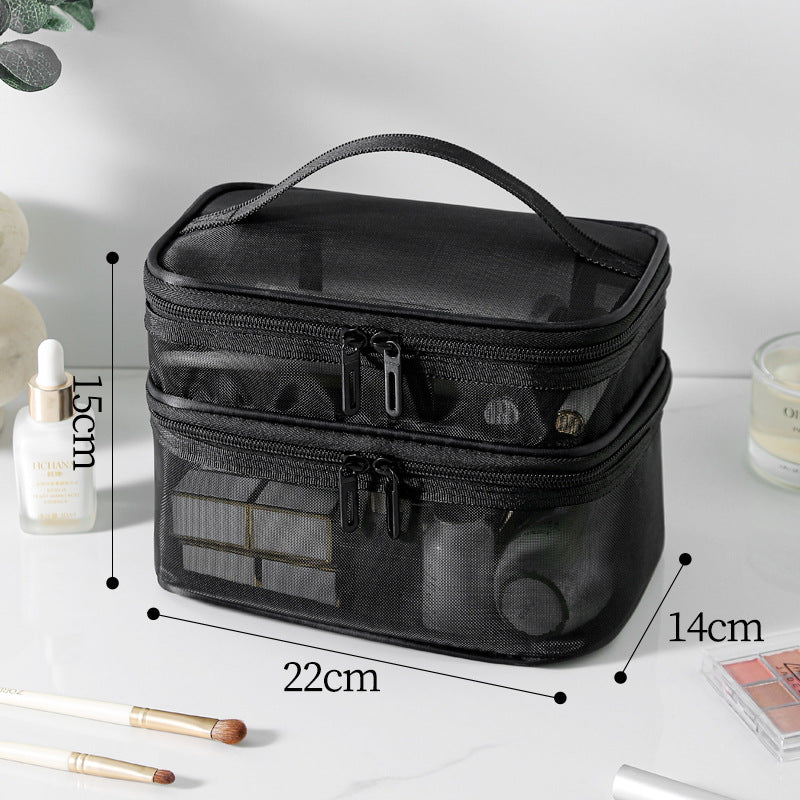 Mesh cosmetic bag, lightweight large capacity three-layer toilet bag, double-layer storage bag, travel mesh bag, tool storage box portable, Mesh ShowerTote Bag, - SJB-DIAMOND ELITES