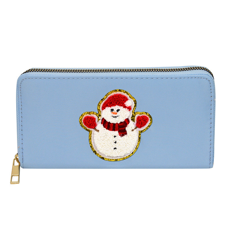 Women's alphabet embroidered wallet, long coin purse, nylon zipper ticket holder, multi-function card bag - SJB-DIAMOND ELITES